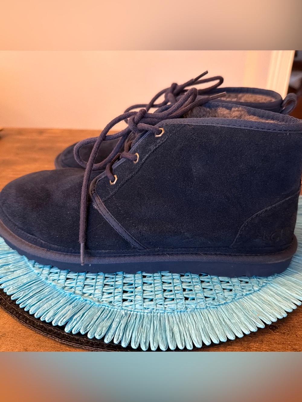 Men’s UGG Blue Suede Lace-Up Boots